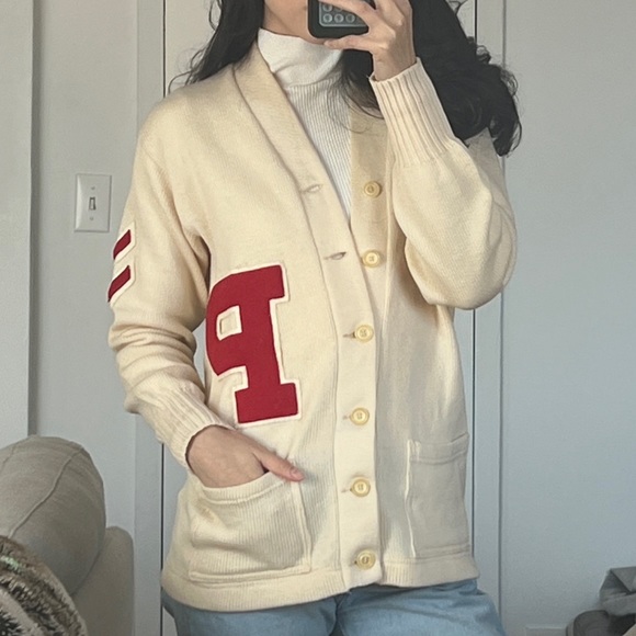 Vintage Cream & Red Cardigian - Picture 3 of 3